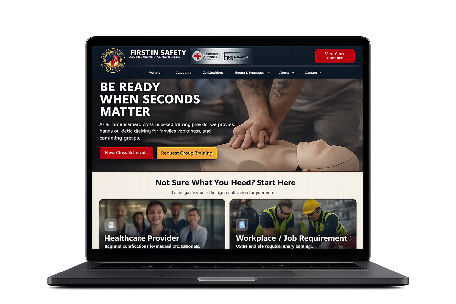 First In Safety website preview